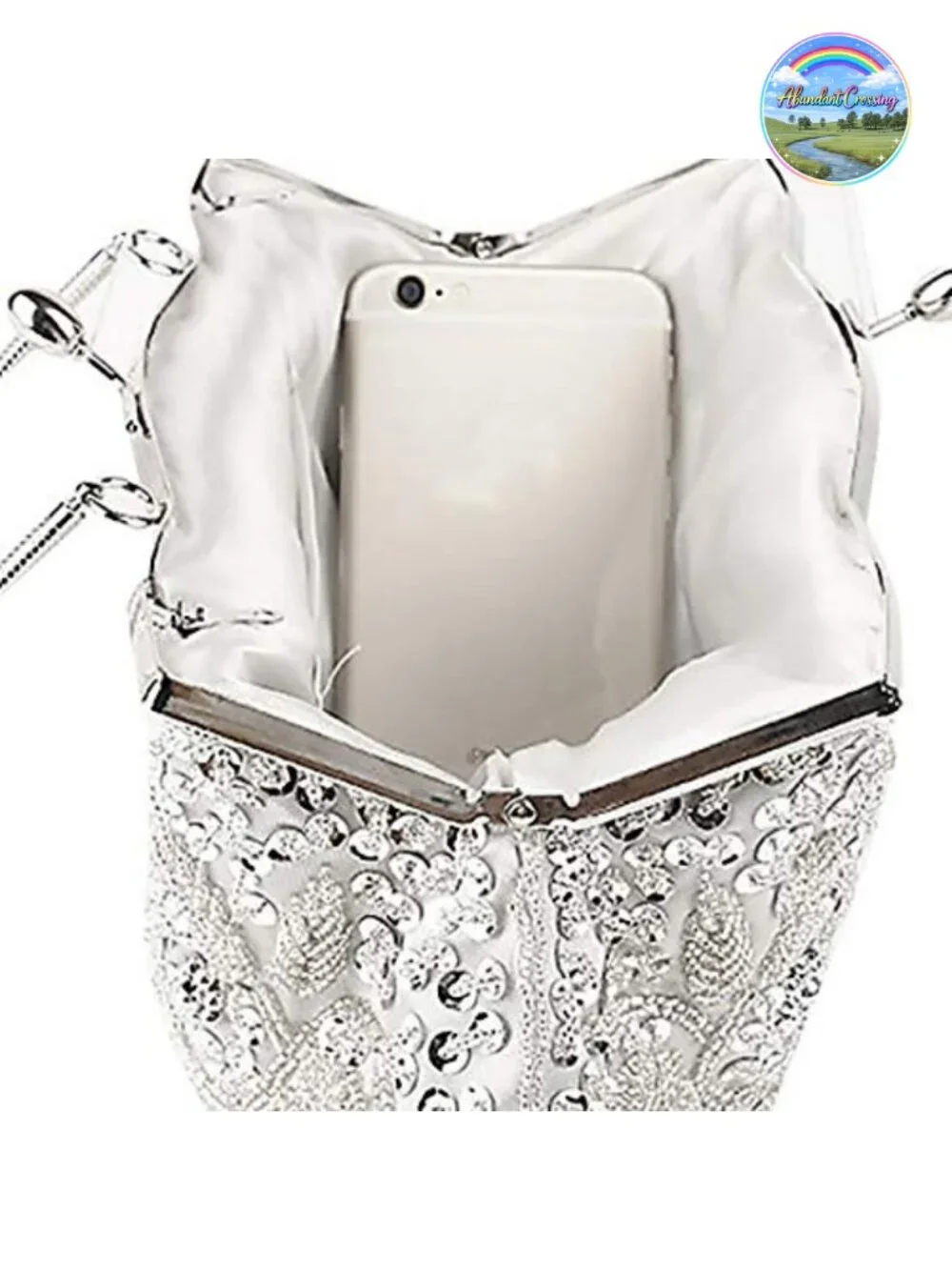 Beaded Sequin Floral Evening Purse Large Clutch Bag